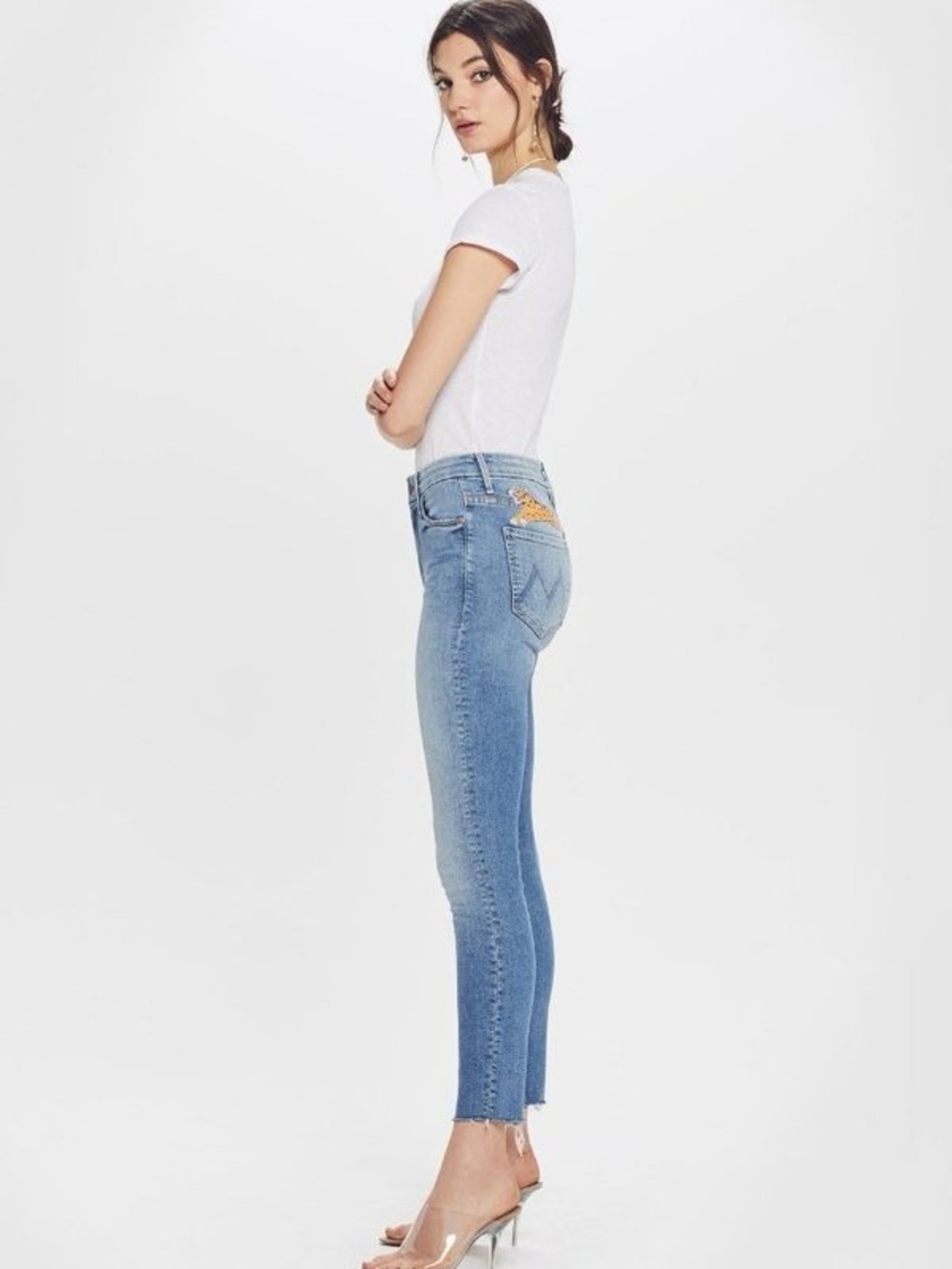 MOTHER High Waisted Looker Leopard Shoot To Thrill Skinny Jeans Women’s 28